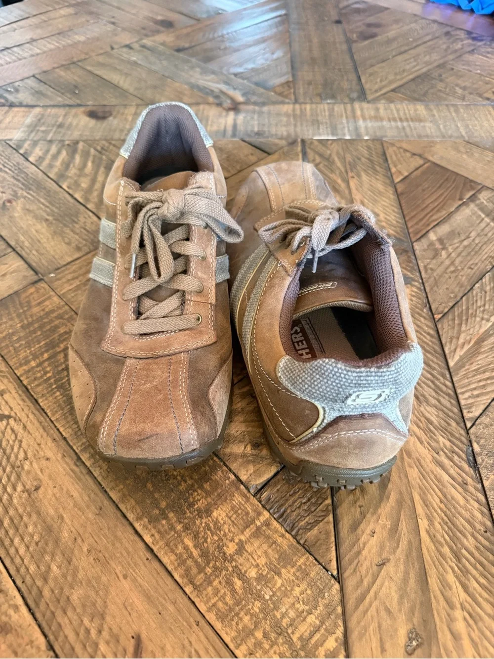 Skechers Men's Tan and Light Gray Suede Sneakers